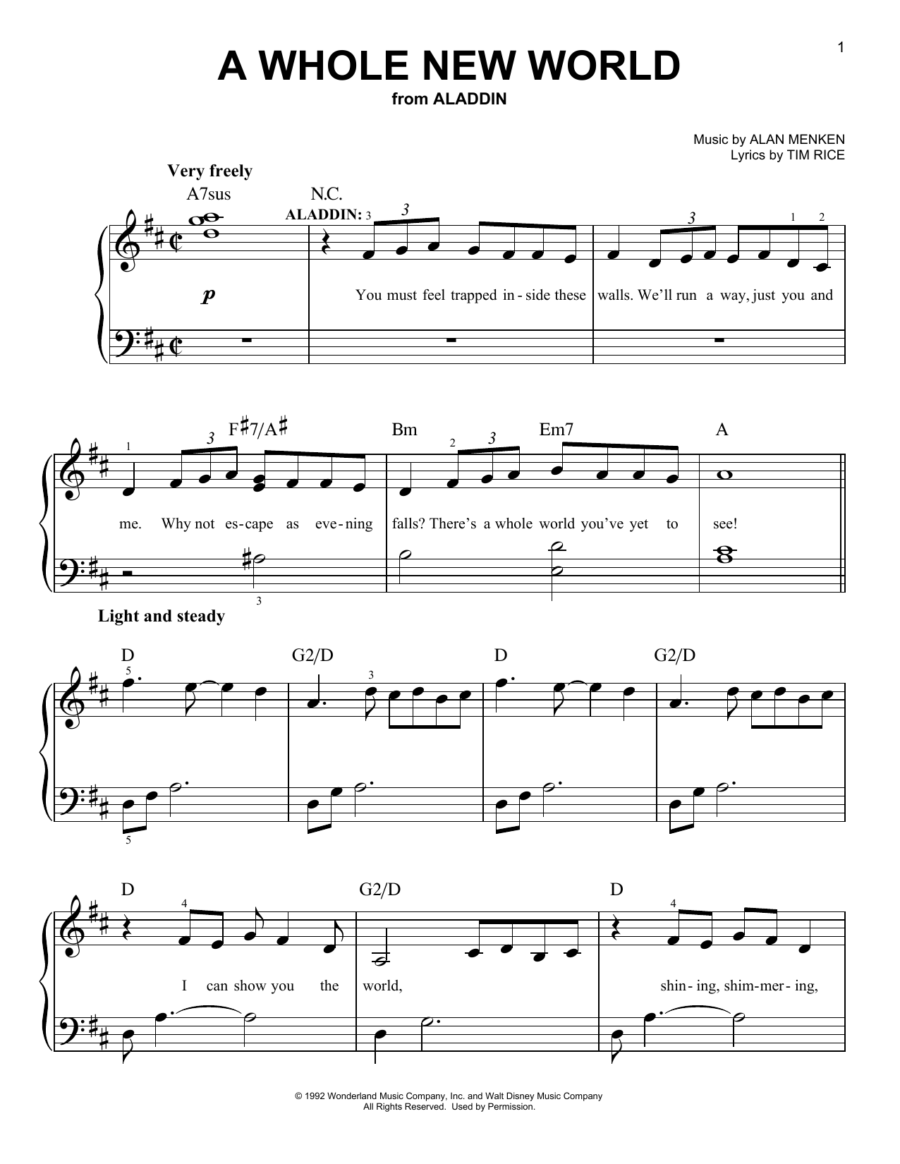 Alan Menken A Whole New World From Aladdin The Broadway Musical Sheet Music Download Printable Pdf Disney Music Score For Piano Vocal Alan Menken A Whole New World From Aladdin The Broadway Musical Sheet Music Download Printable Pdf Disney Music Score For Piano Vocal