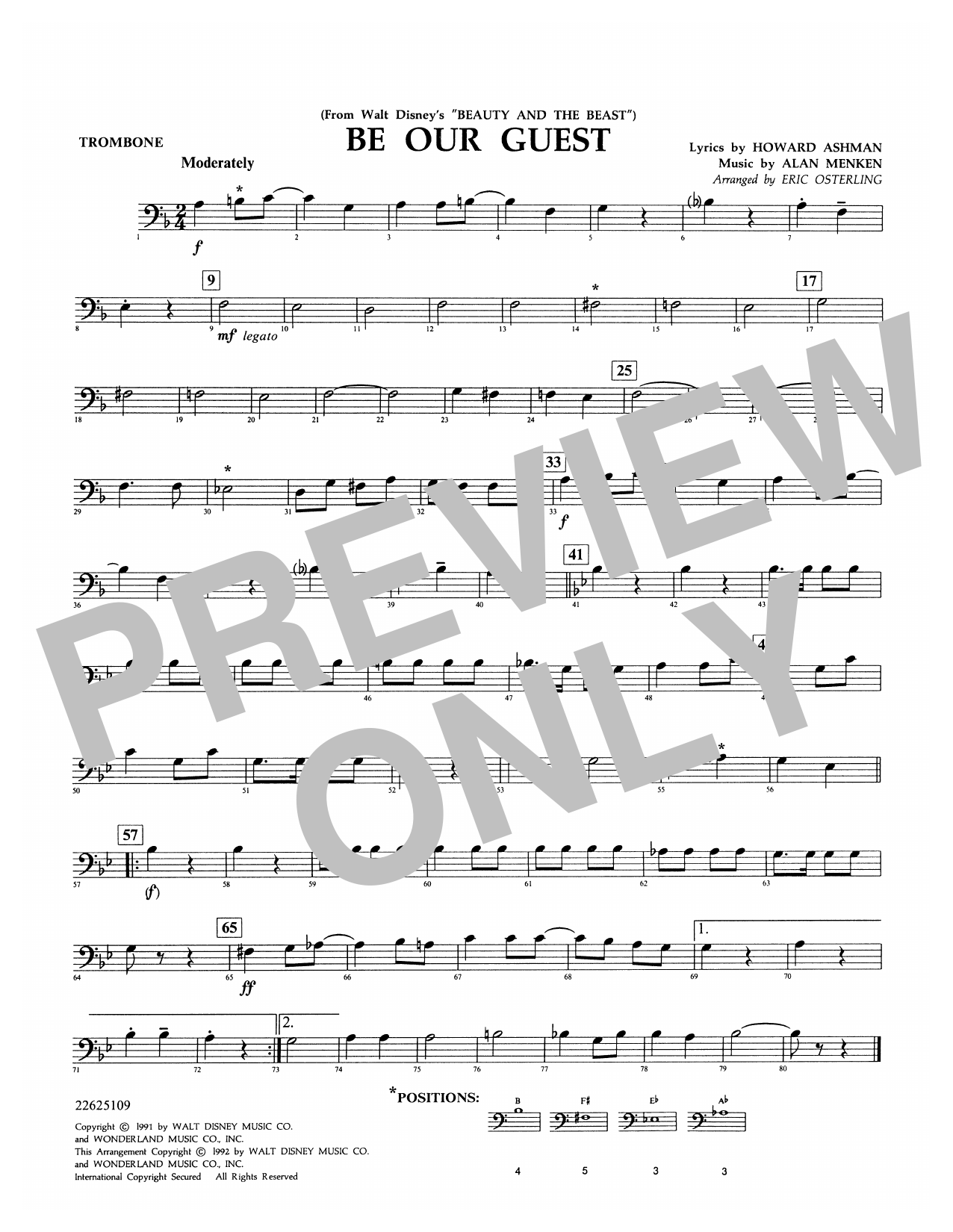 Alan Menken Be Our Guest From Beauty And The Beast Arr Eric Osterling Trombone Sheet Music Download Printable Pdf Music Notes Score Chords