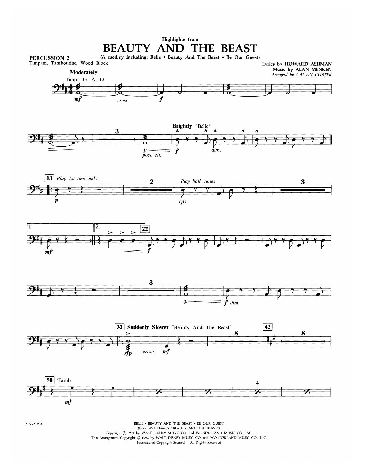 Alan Menken Beauty And The Beast Highlights Arr Calvin Custer Percussion 2 Sheet Music Download Printable Pdf Disney Music Score For Orchestra 3706 Alan Menken Beauty And The Beast Highlights Arr Calvin Custer Percussion 2 Sheet Music Download Printable Pdf Disney Music Score For Orchestra 3706