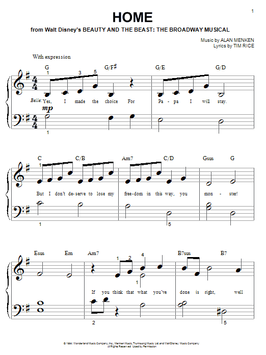 Learn to play Alan Menken Home sheet music for Piano (Big Notes) in minutes. Alan Menken Home sheet music notes and chords