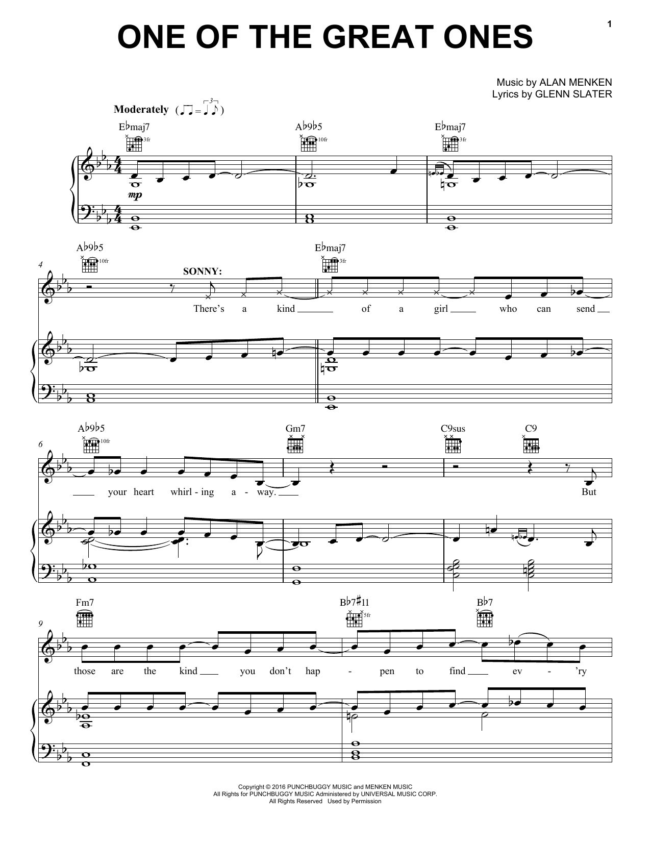 Alan Menken One Of The Great Ones Sheet Music Notes Download Sheet Music Pdf Broadway Score Piano Vocal Guitar Right Hand Melody 197622