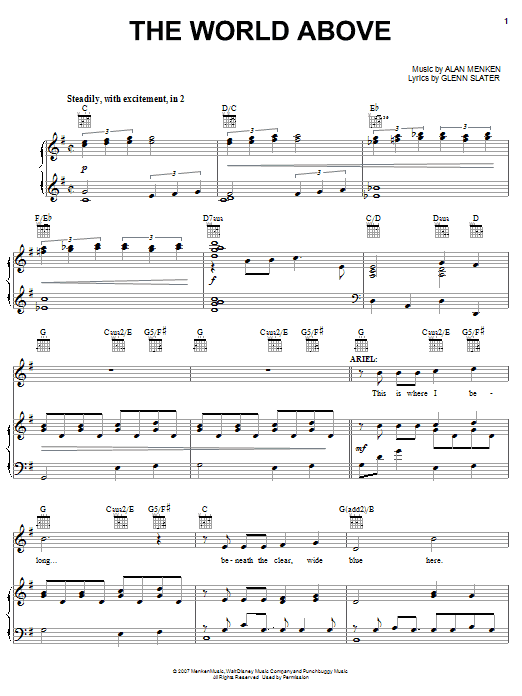 Learn to play Alan Menken The World Above sheet music for Piano, Vocal & Guitar (Right-Hand Melody) in minutes. Alan Menken The World Above sheet music preview music notes and score for Piano, Vocal & Guitar (Right-Hand Melody) including 4 page(s)