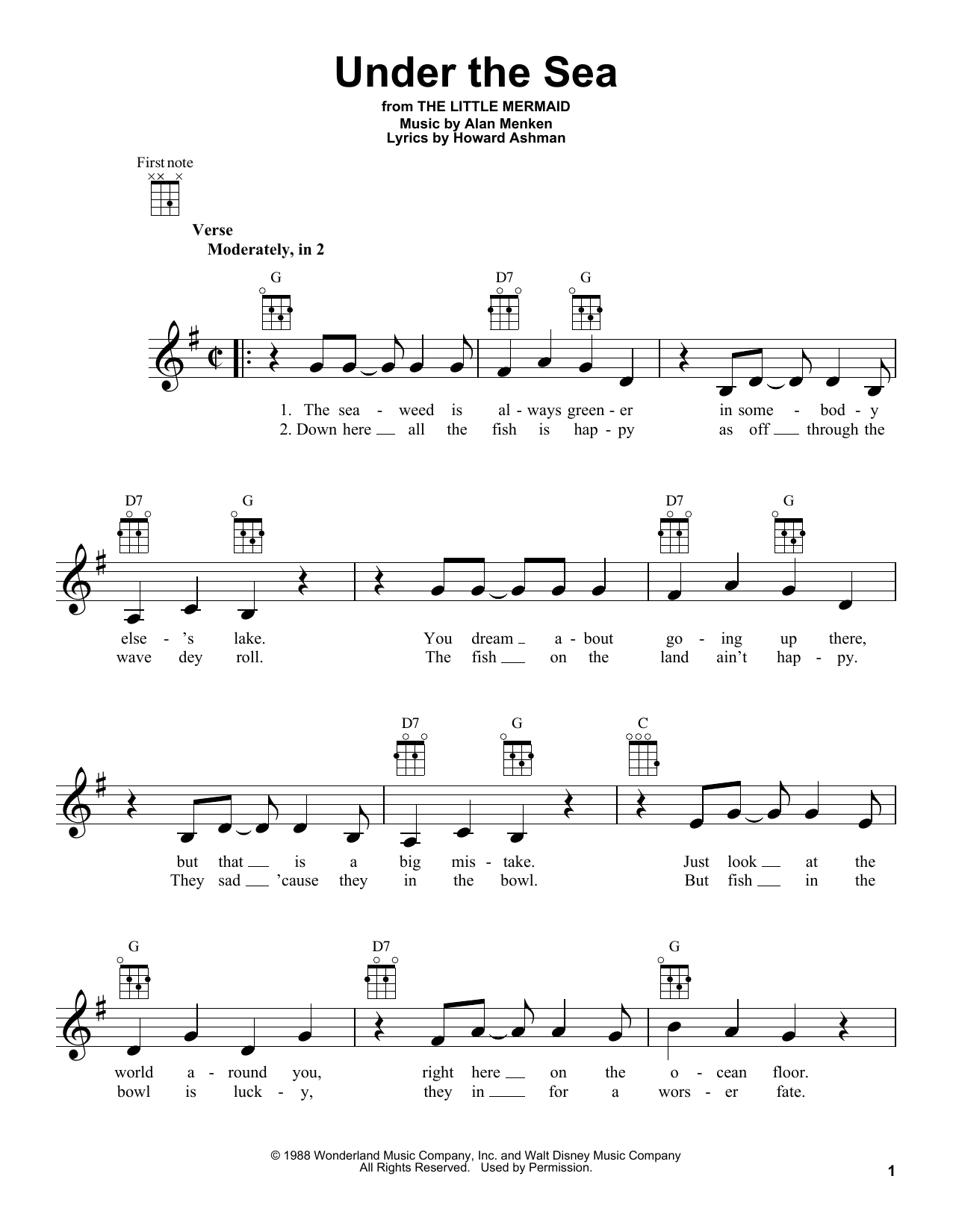 Alan Menken Under The Sea Sheet Music Download Pdf Score 254770