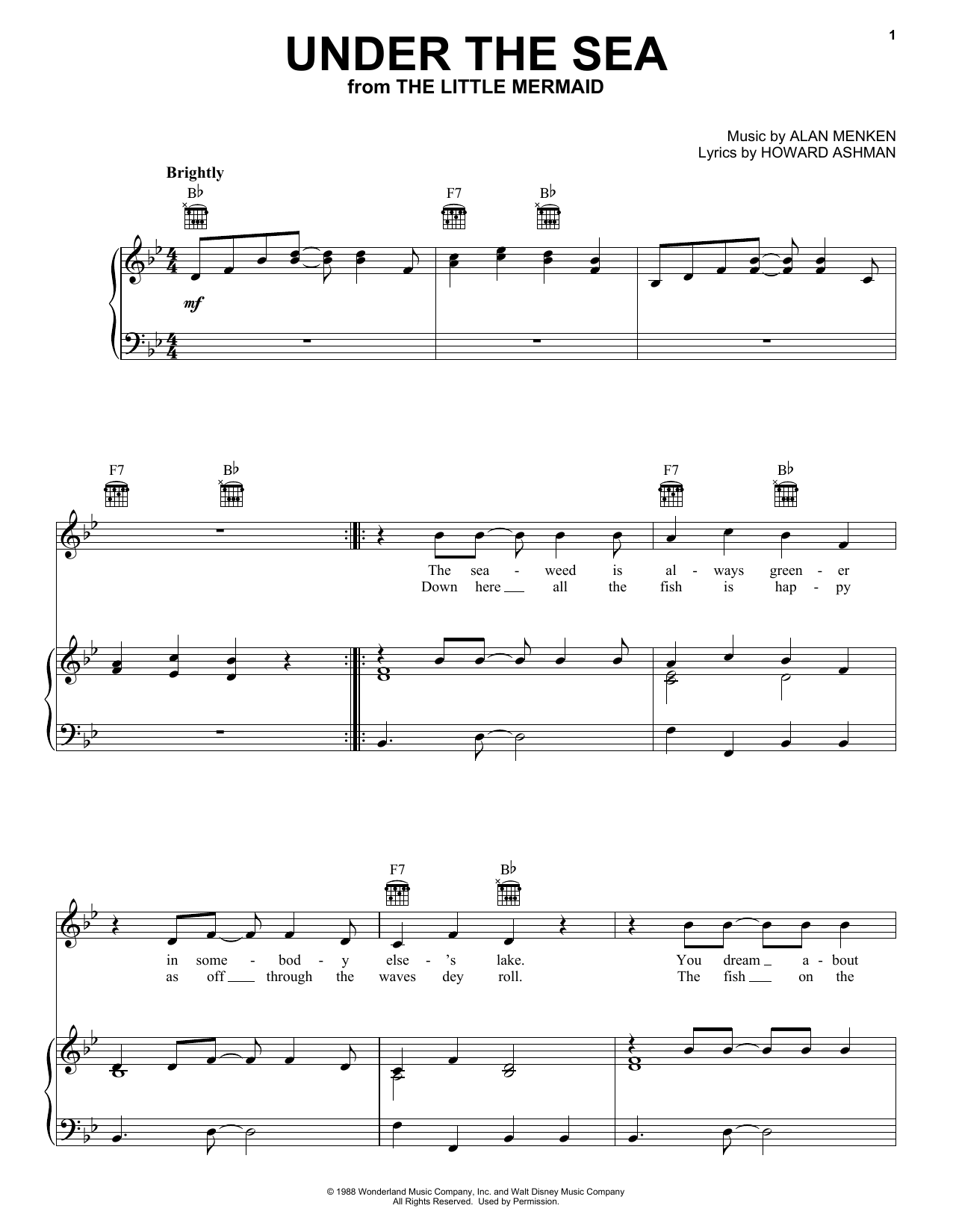Learn to play Alan Menken Under The Sea sheet music for Ukulele in minutes. Alan Menken Under The Sea sheet music preview music notes and score for Ukulele including 6 page(s)