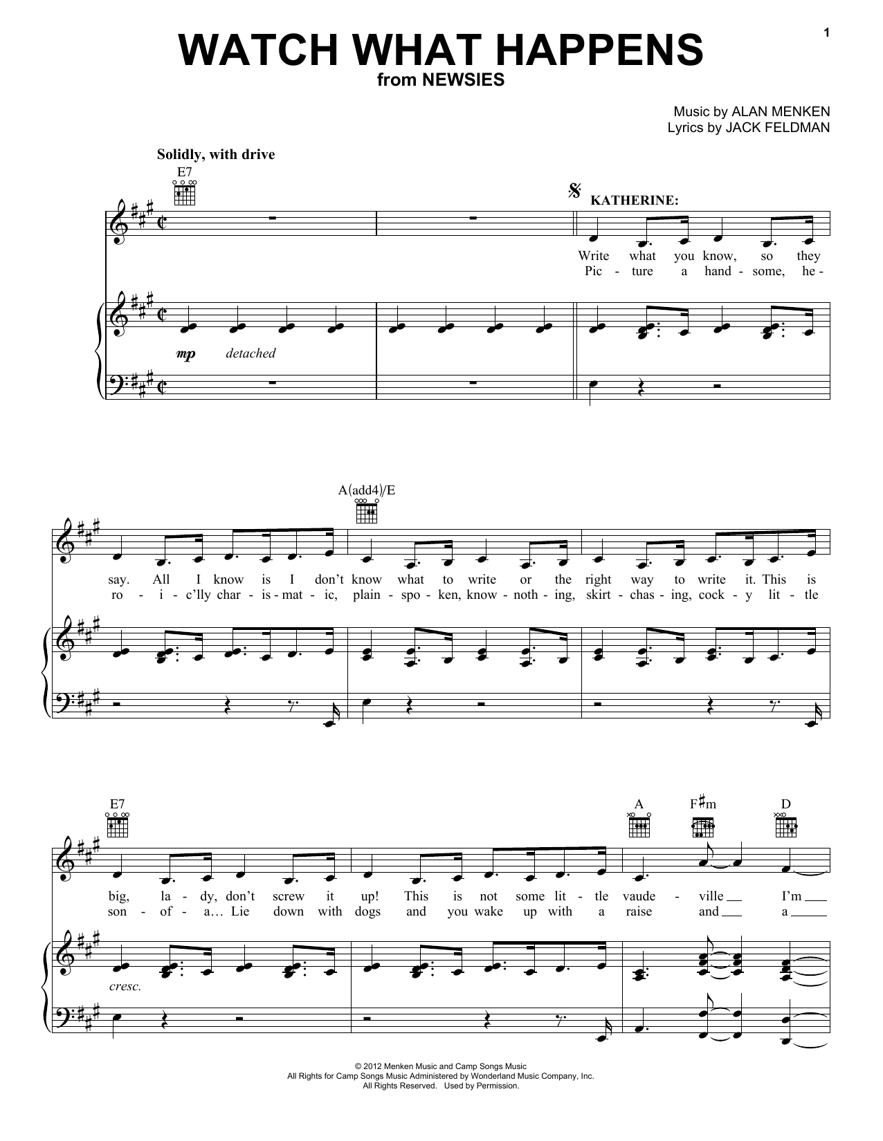 Learn to play Alan Menken Watch What Happens sheet music for Piano, Vocal & Guitar (Right-Hand Melody) in minutes. Alan Menken Watch What Happens sheet music preview music notes and score for Piano, Vocal & Guitar (Right-Hand Melody) including 7 page(s)