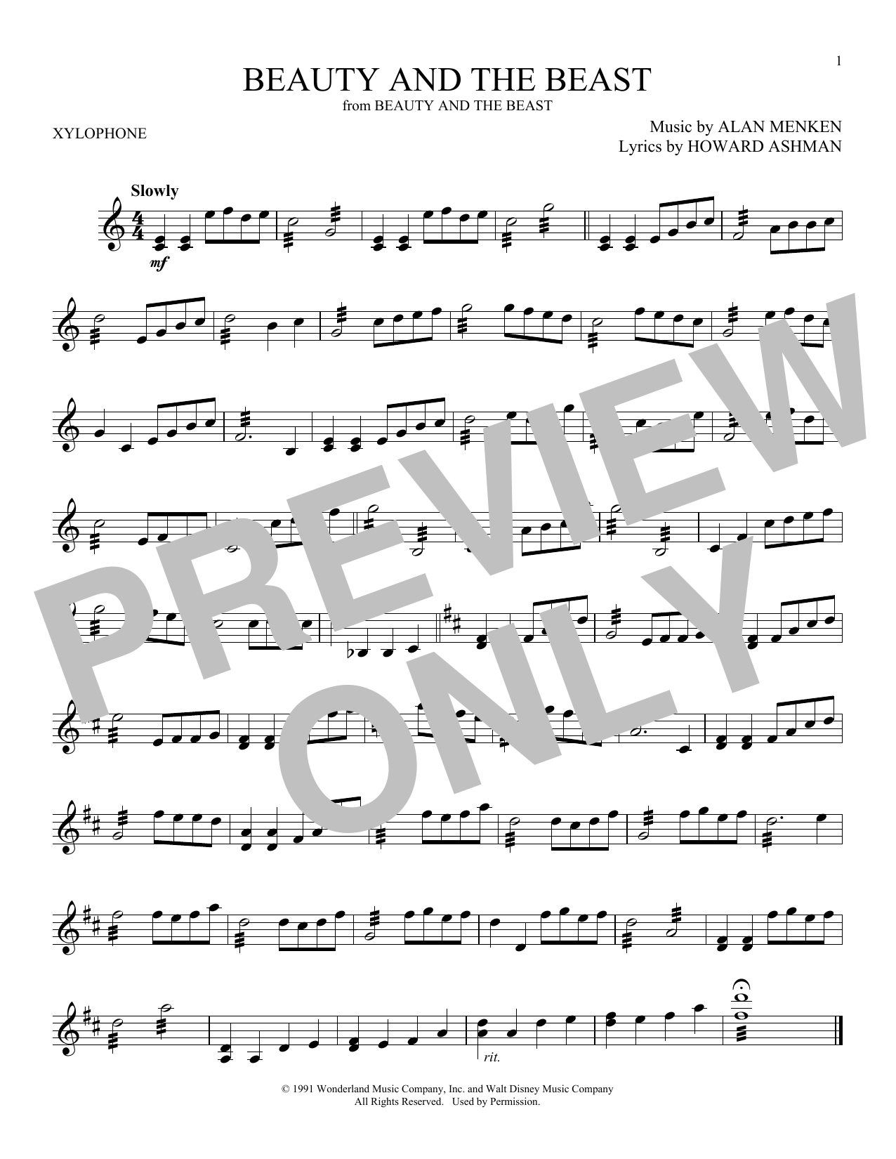 Alan Menken "Beauty And The Beast" Sheet Music Download Printable PDF