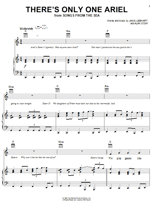 Learn to play Alan O'Day There's Only One Ariel sheet music for Piano (Big Notes) in minutes. Alan O'Day There's Only One Ariel sheet music notes and chords
