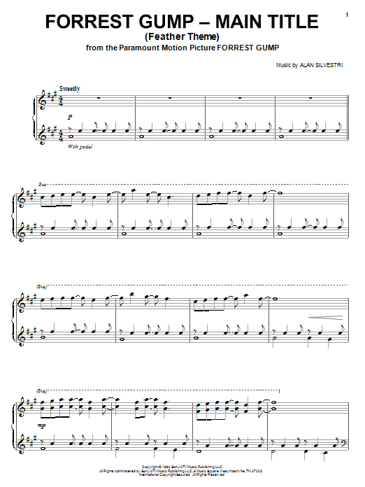 Learn to play Alan Silvestri Feather Theme (from Forrest Gump) sheet music for Piano in minutes. Alan Silvestri Feather Theme (from Forrest Gump) sheet music notes and chords