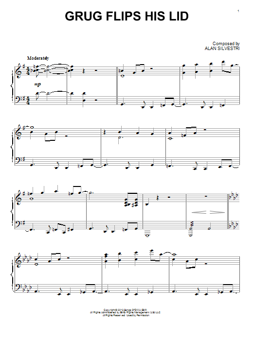 Learn to play Alan Silvestri Grug Flips His Lid sheet music for Piano in minutes. Alan Silvestri Grug Flips His Lid sheet music preview music notes and score for Piano including 3 page(s)
