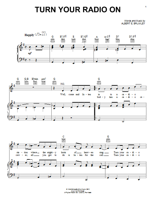 Learn to play Albert E. Brumley Turn Your Radio On sheet music for Super Easy Piano in minutes. Albert E. Brumley Turn Your Radio On sheet music preview music notes and score for Super Easy Piano including 2 page(s)
