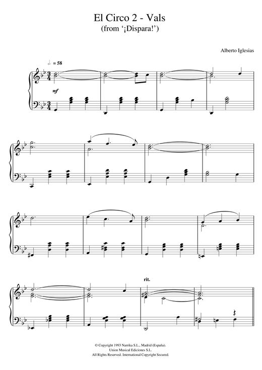 Learn to play Alberto Iglesias El Circo 2 - Vals (from Alberto Iglesias El Circo 2 - Vals (from