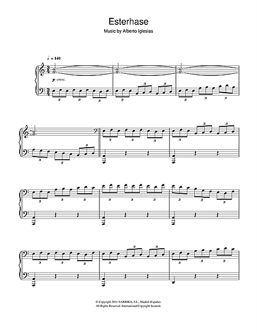 Learn to play Alberto Iglesias Esterhase sheet music for Piano in minutes. Alberto Iglesias Esterhase sheet music notes and chords