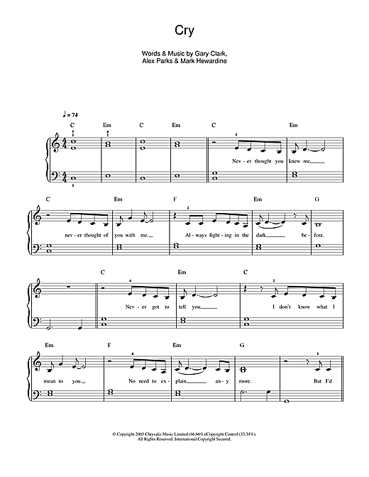 Learn to play Alex Parks Cry sheet music for Piano, Vocal & Guitar in minutes. Alex Parks Cry sheet music notes and chords