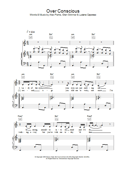 Learn to play Alex Parks Over Conscious sheet music for Piano, Vocal & Guitar in minutes. Alex Parks Over Conscious sheet music preview music notes and score for Piano, Vocal & Guitar including 4 page(s)