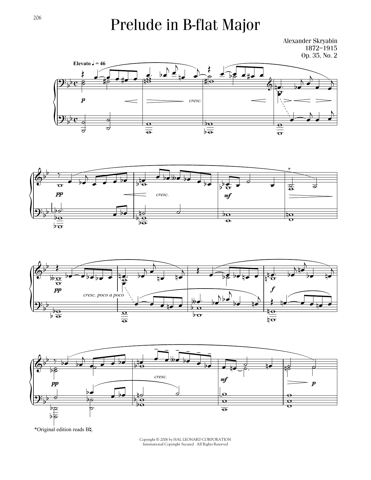 Alexander Scriabin Prelude, Op. 35, No. 2 sheet music, chords, lyrics - Printable PDF for Piano Solo