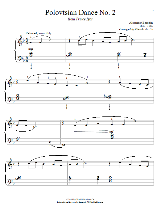Learn to play Alexander Borodin Polovtsian Dance No. 2 sheet music for Easy Piano in minutes. Alexander Borodin Polovtsian Dance No. 2 sheet music preview music notes and score for Easy Piano including 2 page(s)