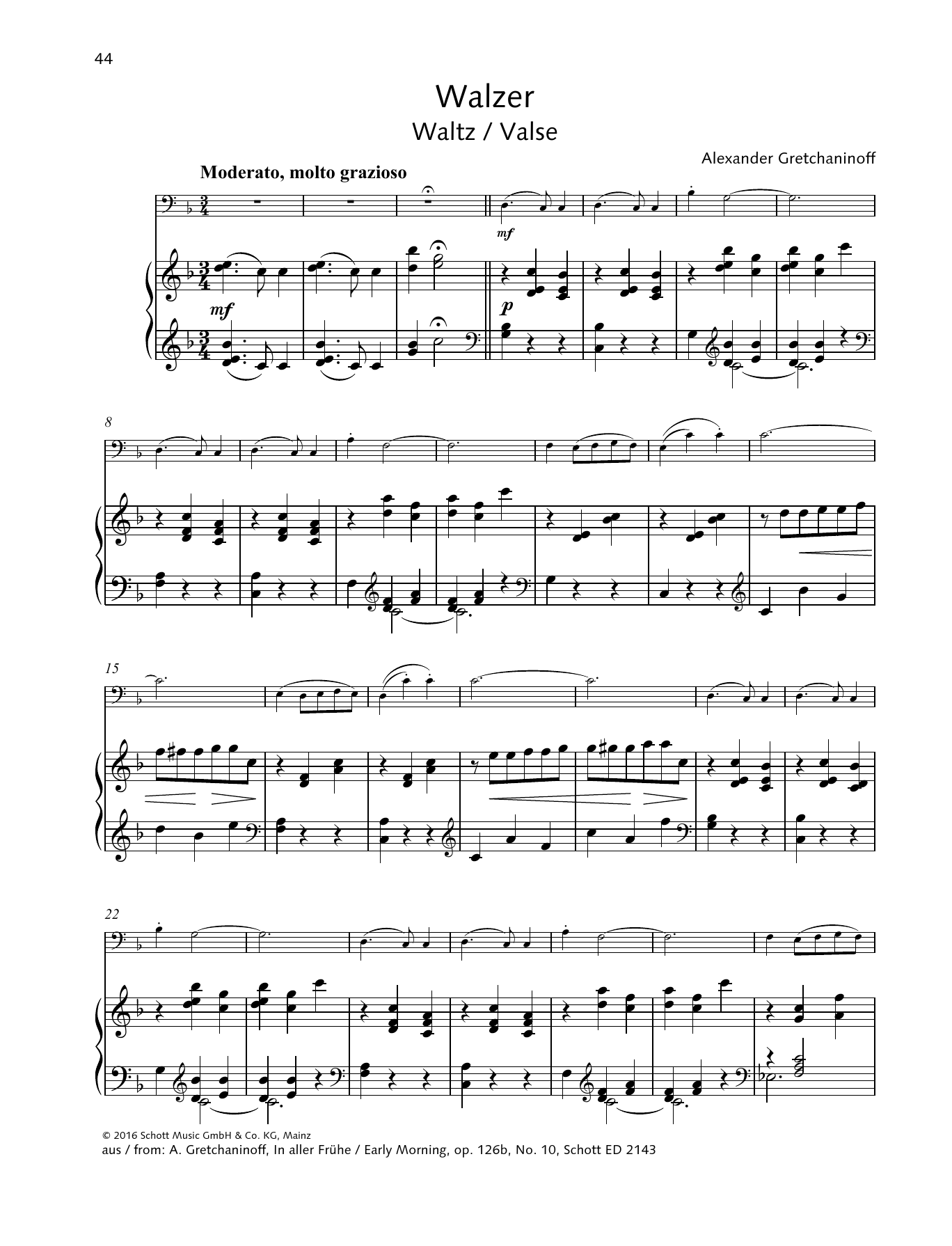 Learn to play Alexander Gretchaninoff Waltz sheet music for String Solo in minutes. Alexander Gretchaninoff Waltz sheet music preview music notes and score for String Solo including 4 page(s)