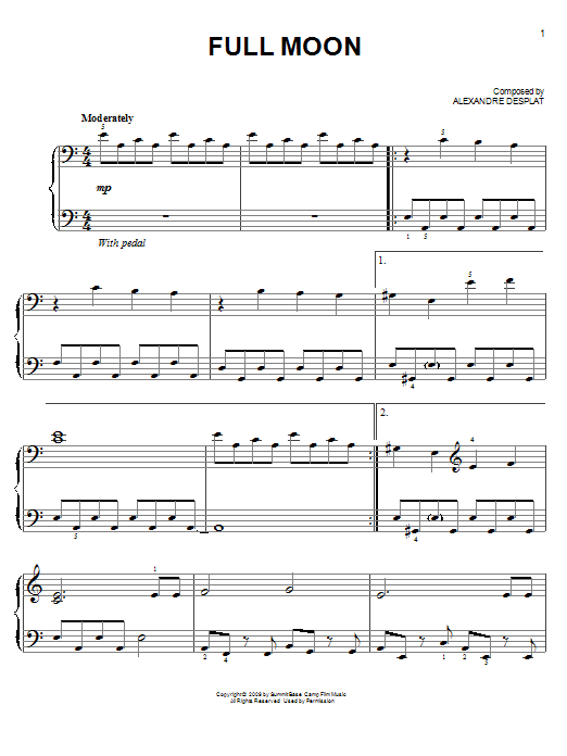 Learn to play Alexandre Desplat Full Moon sheet music for Easy Piano in minutes. Alexandre Desplat Full Moon sheet music preview music notes and score for Easy Piano including 5 page(s)