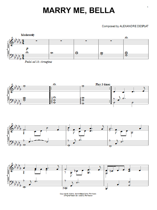 Learn to play Alexandre Desplat Marry Me, Bella sheet music for Easy Piano in minutes. Alexandre Desplat Marry Me, Bella sheet music preview music notes and score for Easy Piano including 4 page(s)