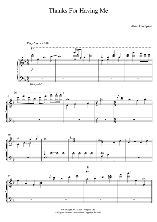 Learn to play Alice Thompson Thanks For Having Me sheet music for Piano in minutes. Alice Thompson Thanks For Having Me sheet music notes and chords
