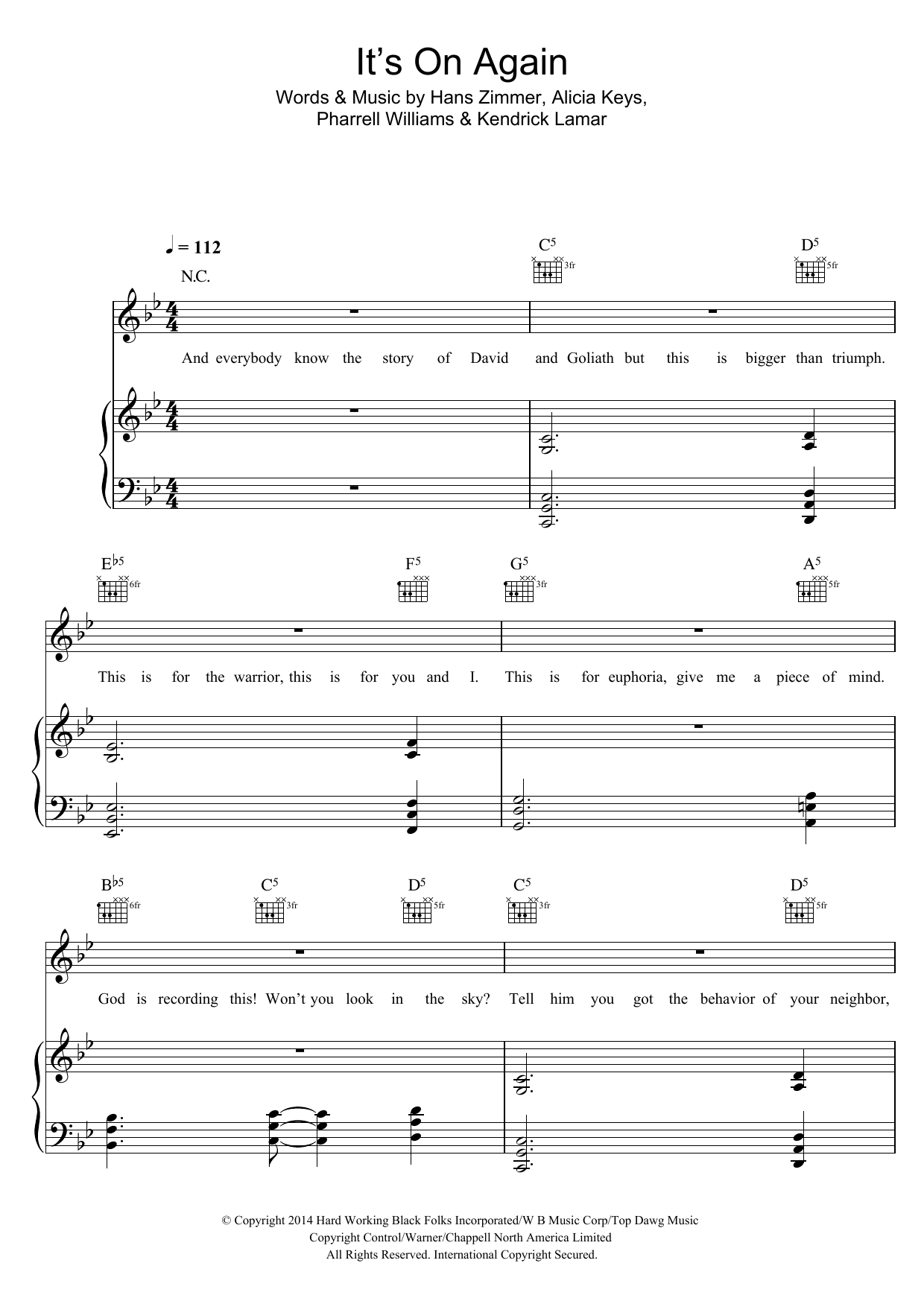 Learn to play Alicia Keys It's On Again sheet music for Piano, Vocal & Guitar in minutes. Alicia Keys It's On Again sheet music preview music notes and score for Piano, Vocal & Guitar including 7 page(s)