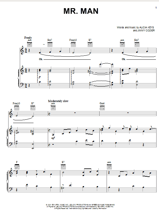 Learn to play Alicia Keys Mr. Man sheet music for Easy Piano in minutes. Alicia Keys Mr. Man sheet music notes and chords