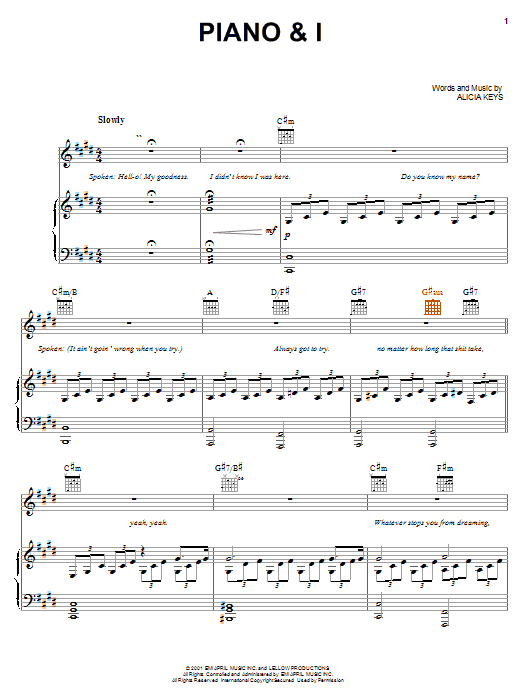 Learn to play Alicia Keys Piano & I sheet music for Easy Piano in minutes. Alicia Keys Piano & I sheet music preview music notes and score for Easy Piano including 2 page(s)