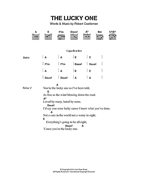Alison Krauss The Lucky One sheet music, chords, lyrics - Printable PDF for Lyrics & Chords