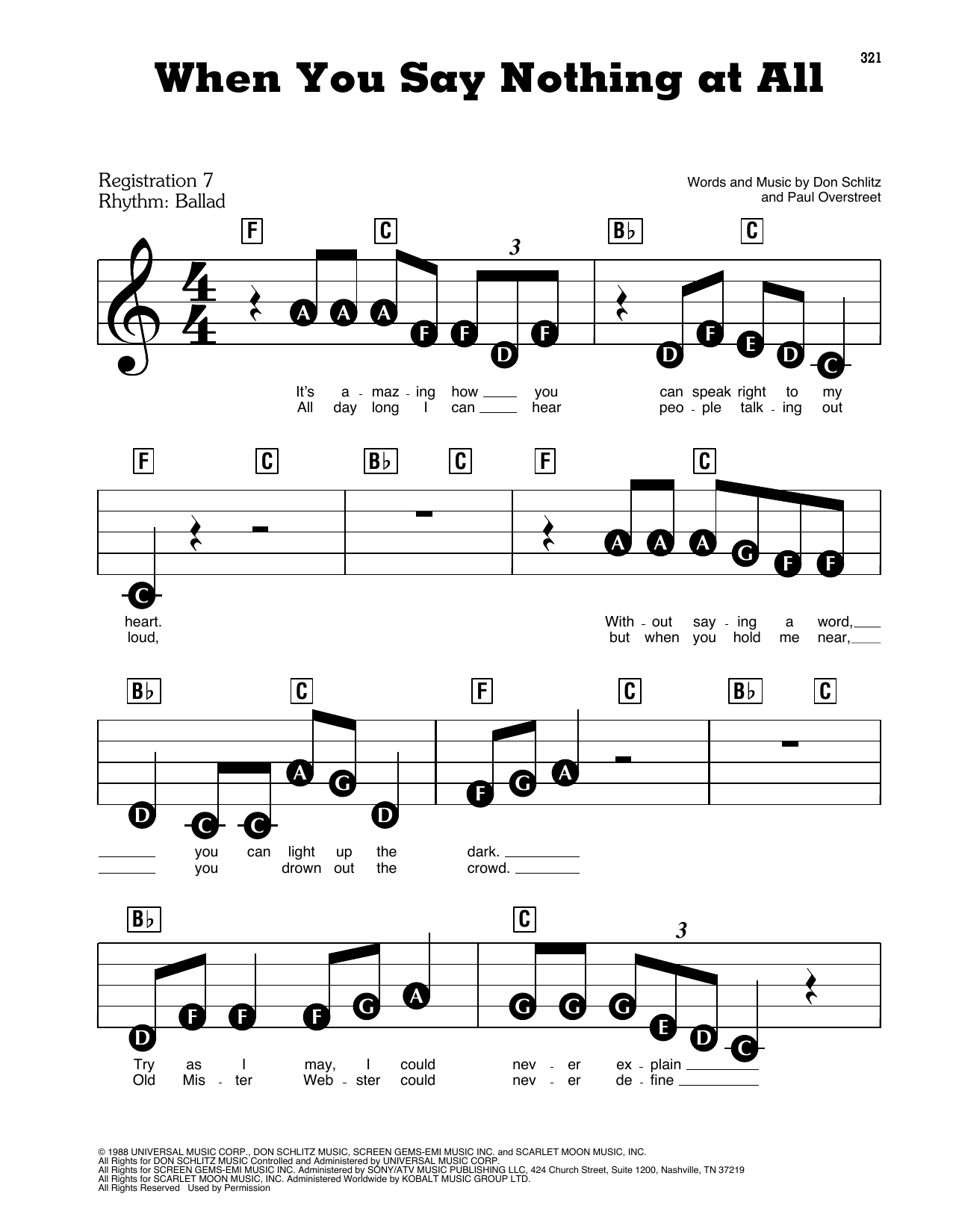 Learn to play Alison Krauss & Union Station When You Say Nothing At All sheet music for E-Z Play Today in minutes. Alison Krauss & Union Station When You Say Nothing At All sheet music preview music notes and score for E-Z Play Today including 3 page(s)