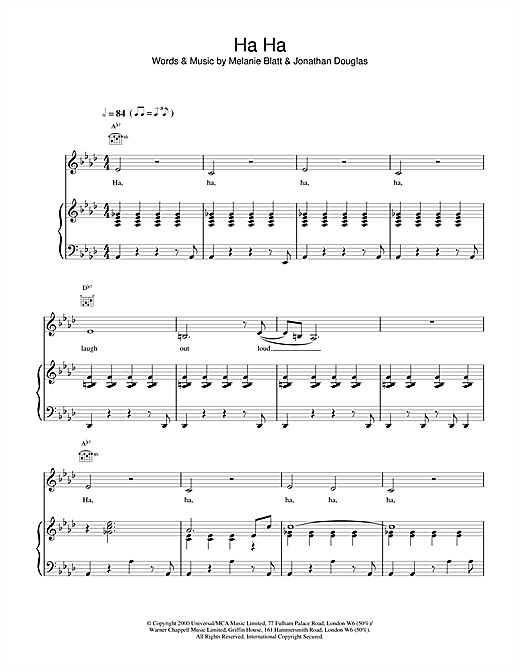 Learn to play All Saints Ha Ha sheet music for Piano, Vocal & Guitar in minutes. All Saints Ha Ha sheet music notes and chords