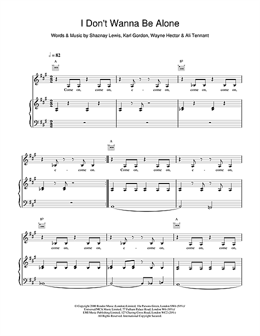 Learn to play All Saints I Don't Wanna Be Alone sheet music for Piano, Vocal & Guitar in minutes. All Saints I Don't Wanna Be Alone sheet music notes and chords