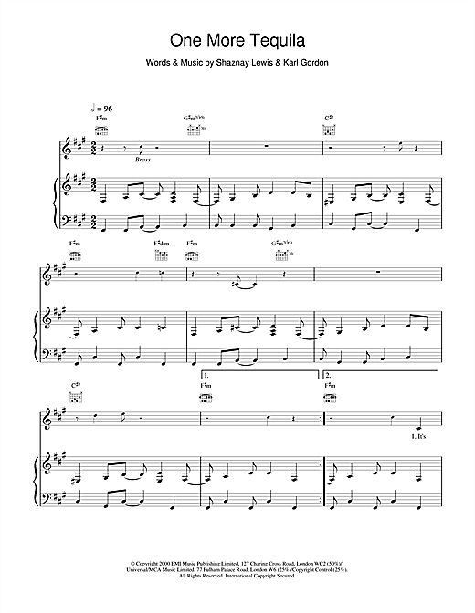Learn to play All Saints One More Tequila sheet music for Piano, Vocal & Guitar in minutes. All Saints One More Tequila sheet music notes and chords