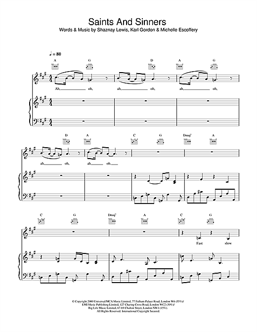 Learn to play All Saints Saints And Sinners sheet music for Piano, Vocal & Guitar in minutes. All Saints Saints And Sinners sheet music notes and chords