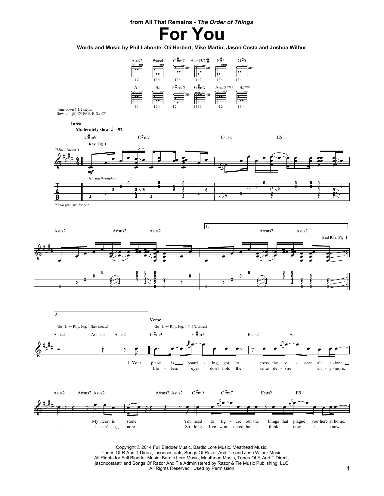 Learn to play All That Remains For You sheet music for Guitar Tab in minutes. All That Remains For You sheet music preview music notes and score for Guitar Tab including 8 page(s)