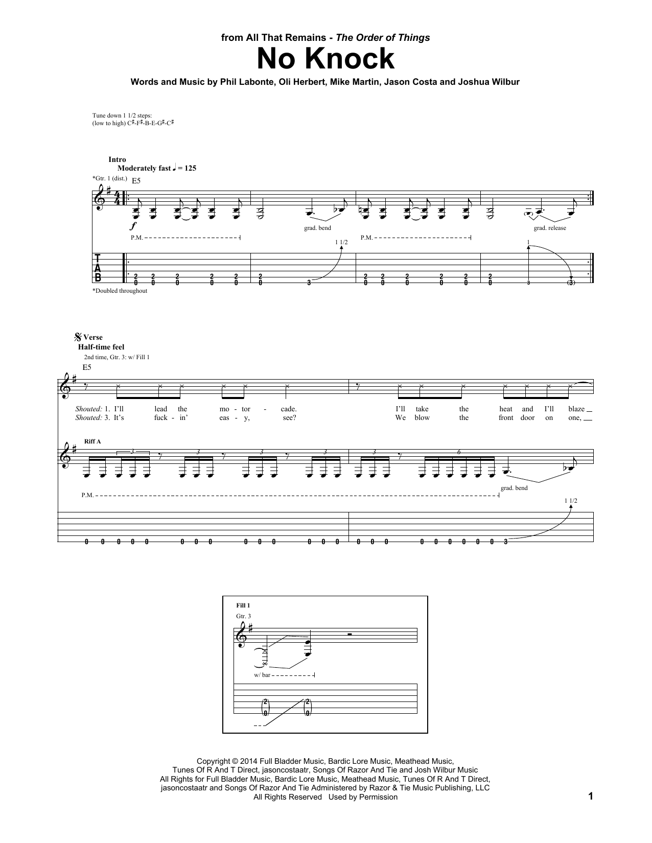 Learn to play All That Remains No Knock sheet music for Guitar Tab in minutes. All That Remains No Knock sheet music preview music notes and score for Guitar Tab including 7 page(s)
