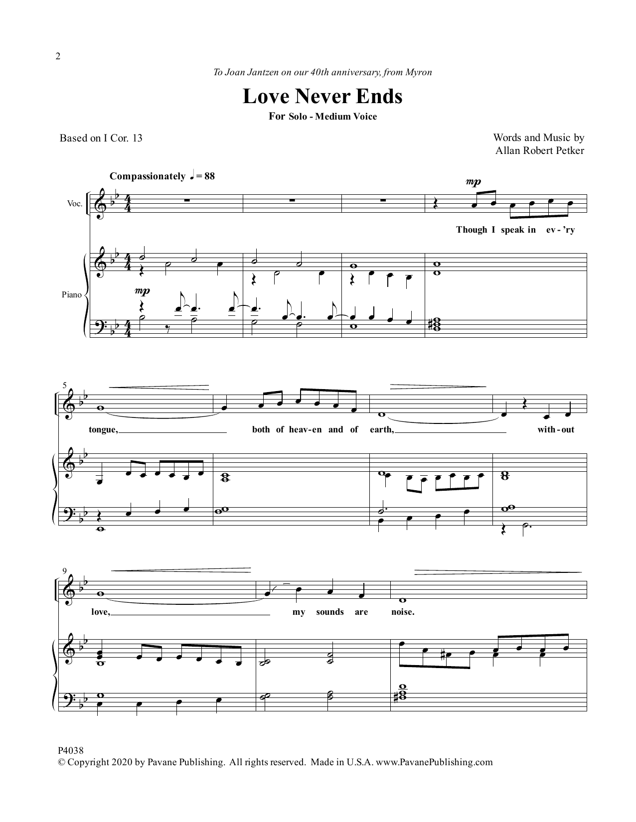 Learn to play Allan Robert Petker Love Never Ends sheet music for Piano & Vocal in minutes. Allan Robert Petker Love Never Ends sheet music preview music notes and score for Piano & Vocal including 6 page(s)