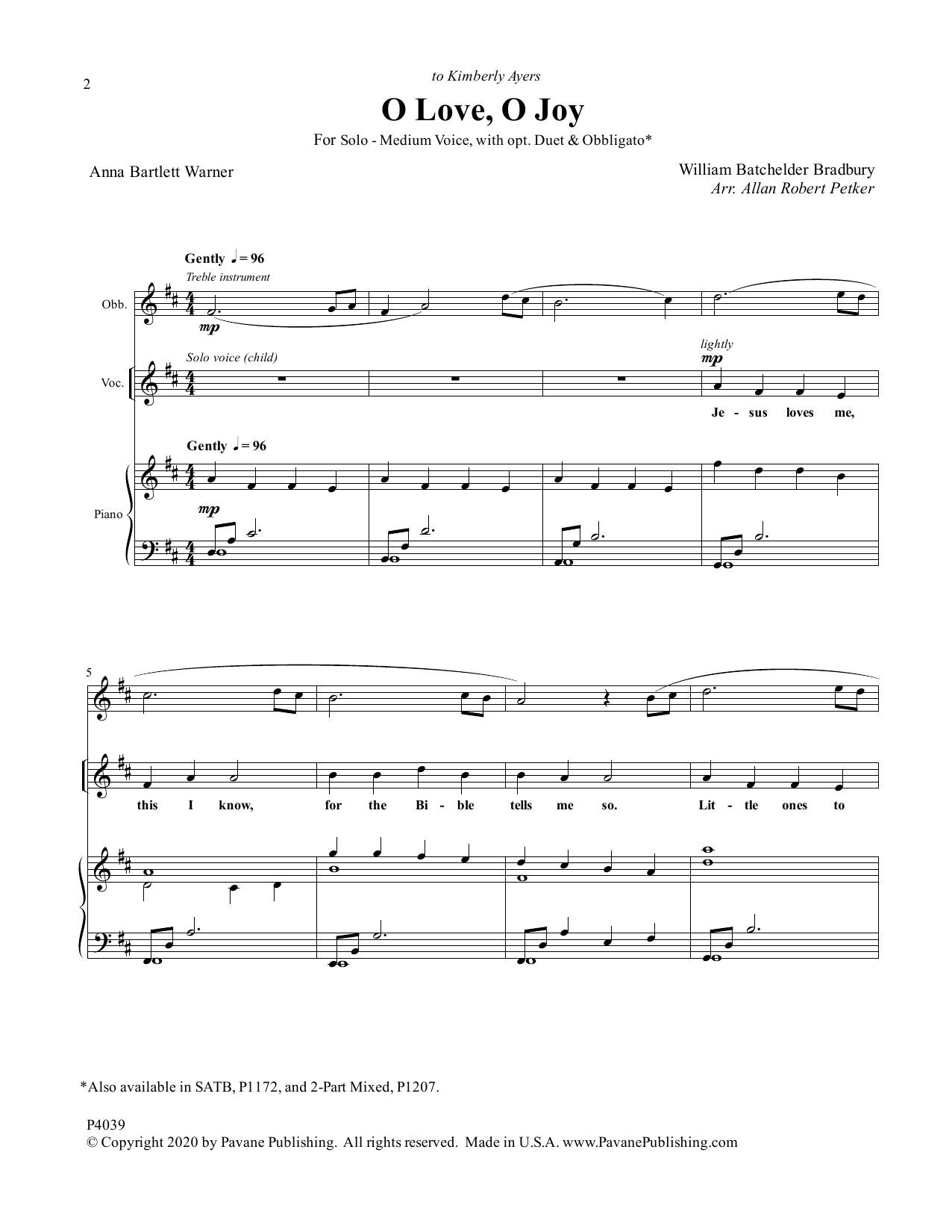 Learn to play Allan Robert Petker O Love, O Joy sheet music for Piano & Vocal in minutes. Allan Robert Petker O Love, O Joy sheet music preview music notes and score for Piano & Vocal including 9 page(s)