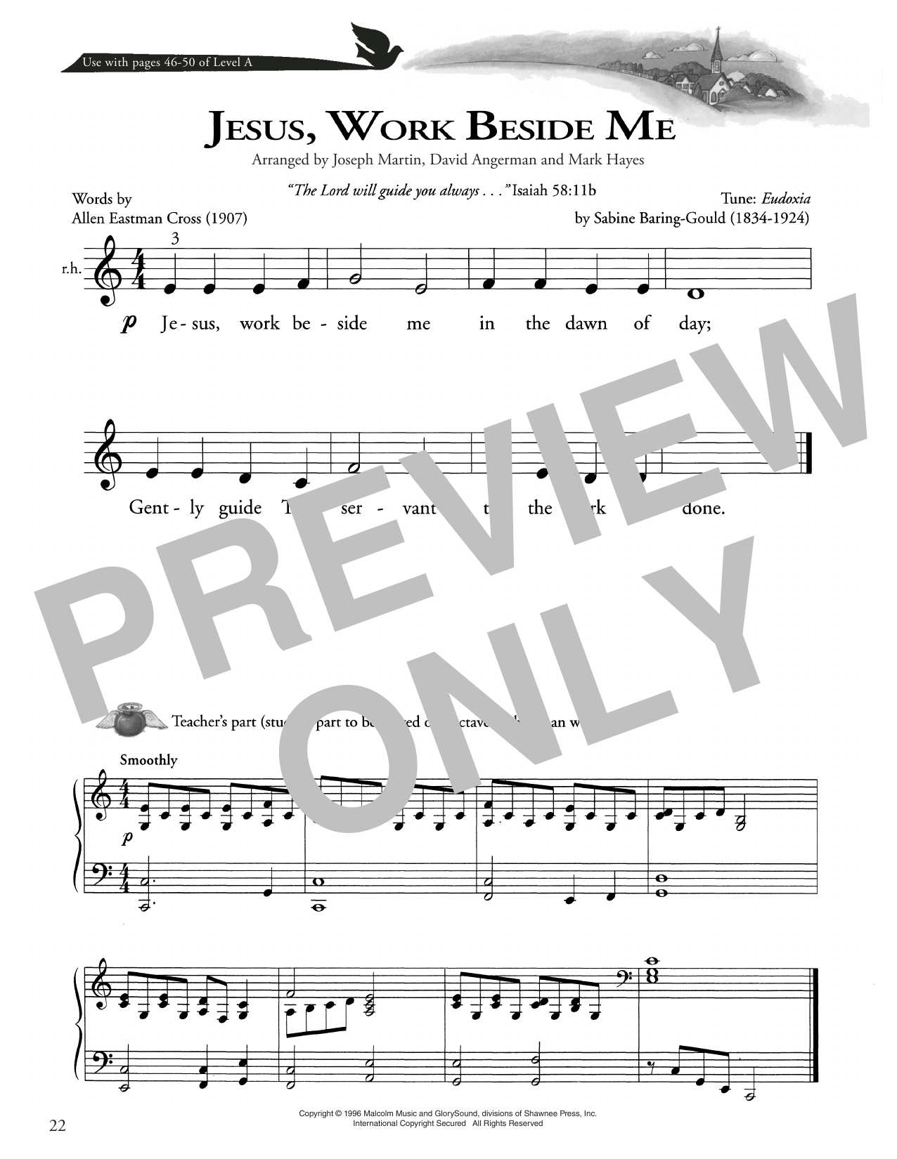 Allen Eastman Cross Jesus, Work Beside Me sheet music, chords, lyrics - Printable PDF for Piano Method