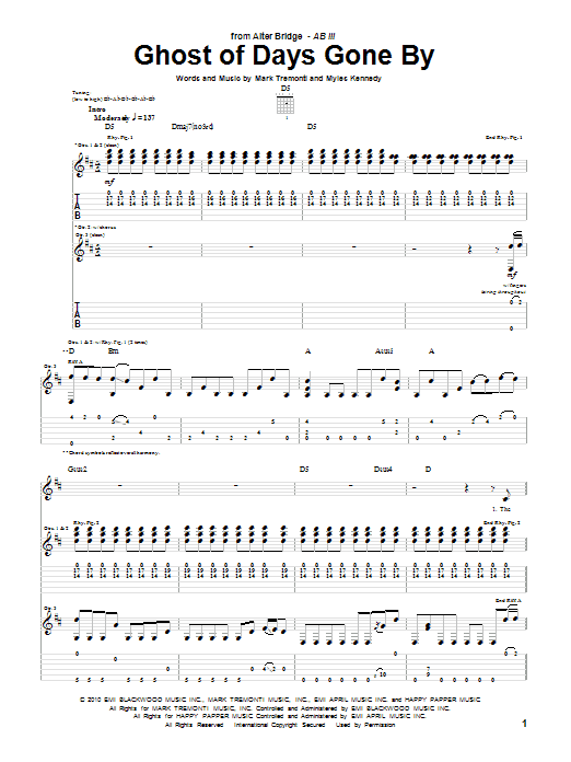 Learn to play Alter Bridge Ghost Of Days Gone By sheet music for Guitar Tab in minutes. Alter Bridge Ghost Of Days Gone By sheet music preview music notes and score for Guitar Tab including 10 page(s)