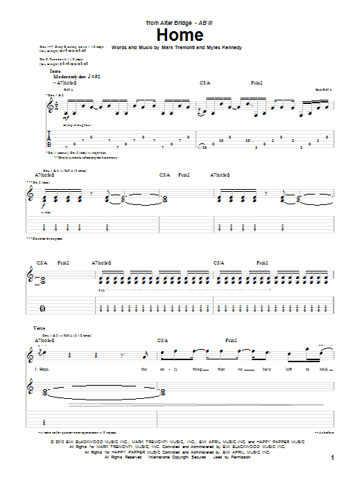 Learn to play Alter Bridge Home sheet music for Guitar Tab in minutes. Alter Bridge Home sheet music preview music notes and score for Guitar Tab including 9 page(s)