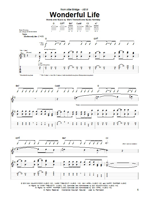 Learn to play Alter Bridge Wonderful Life sheet music for Guitar Tab in minutes. Alter Bridge Wonderful Life sheet music preview music notes and score for Guitar Tab including 9 page(s)