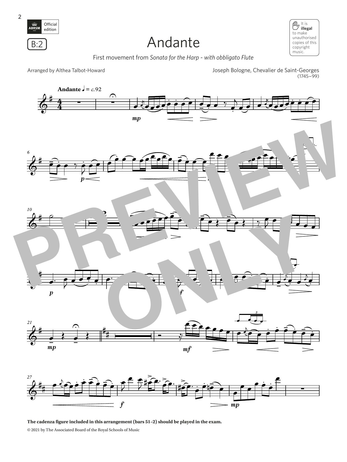 Althea Talbot-Howard Andante (from Sonata for the Harp) (Grade 5 List B2 from the ABRSM Saxophone syllabus from 2022) sheet music, chords, lyrics - Printable PDF for Alto Sax Solo