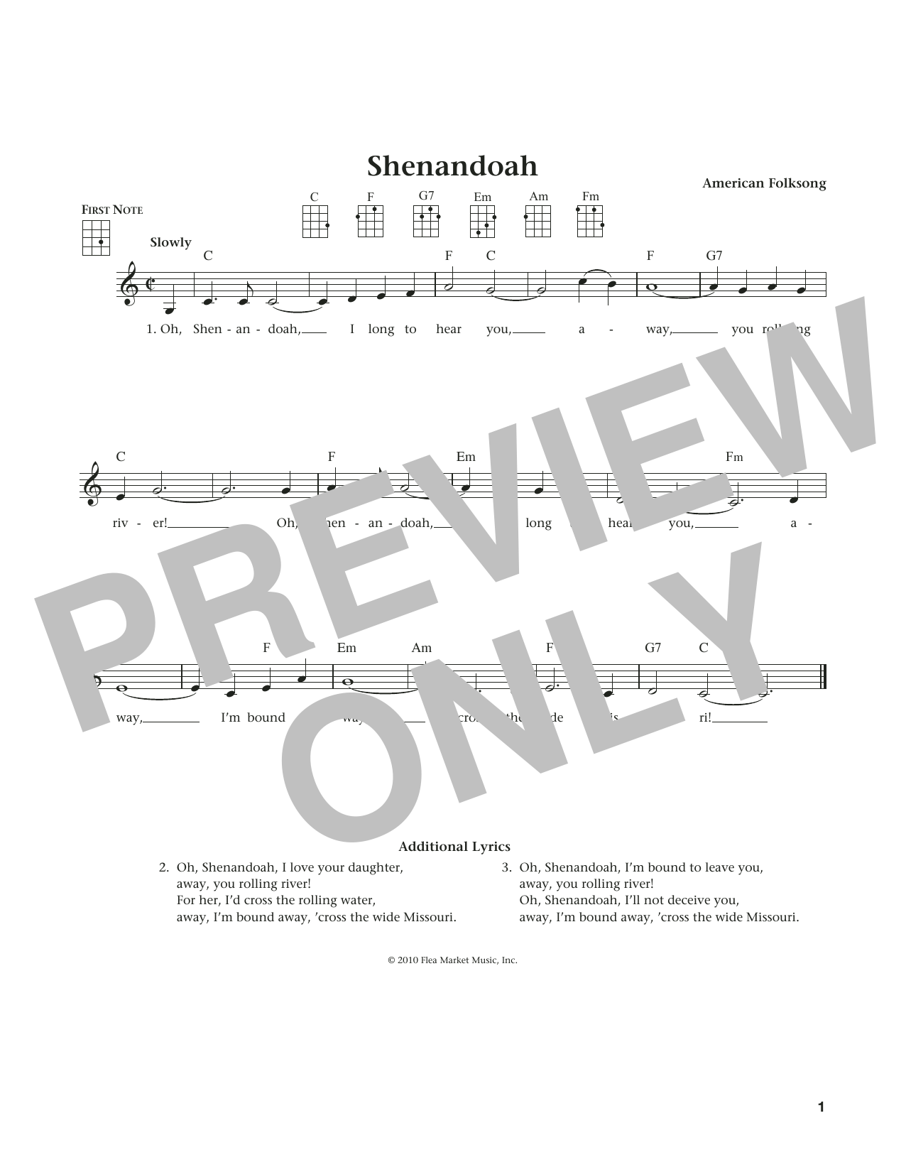 Learn to play American Folksong Shenandoah sheet music for Ukulele in minutes. American Folksong Shenandoah sheet music notes and chords
