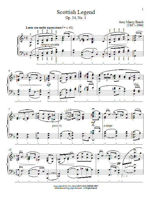 Gail Smith Scottish Legend, Op. 54, No. 1 sheet music, chords, lyrics - Printable PDF for Piano