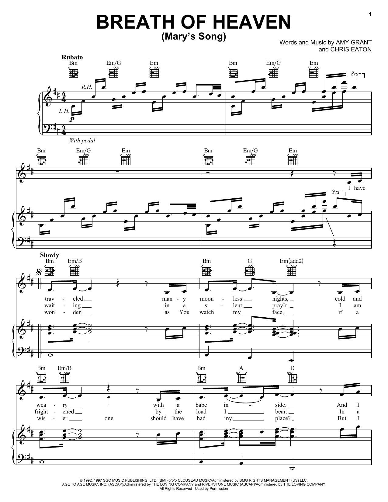 Learn to play Amy Grant Breath Of Heaven (Mary's Song) sheet music for Piano, Vocal & Guitar (Right-Hand Melody) in minutes. Amy Grant Breath Of Heaven (Mary's Song) sheet music notes and chords