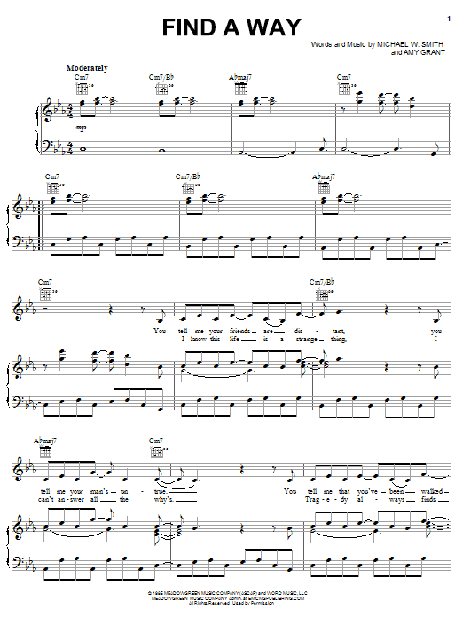 Learn to play Amy Grant Find A Way sheet music for Lyrics & Chords in minutes. Amy Grant Find A Way sheet music notes and chords