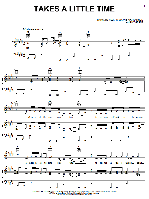 Amy Grant "Takes A Little Time" Sheet Music & Chords Download 2Page