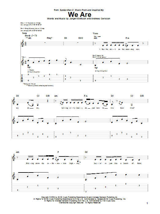Learn to play Ana We Are sheet music for Guitar Tab in minutes. Ana We Are sheet music preview music notes and score for Guitar Tab including 7 page(s)