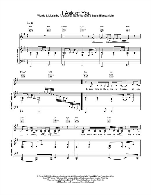 Learn to play Anastacia I Ask Of You sheet music for Piano, Vocal & Guitar in minutes. Anastacia I Ask Of You sheet music notes and chords