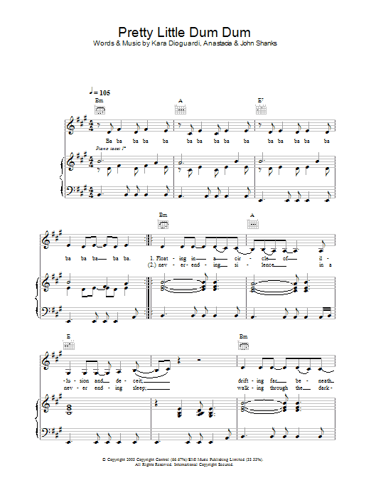 Learn to play Anastacia Pretty Little Dum Dum sheet music for Piano, Vocal & Guitar in minutes. Anastacia Pretty Little Dum Dum sheet music preview music notes and score for Piano, Vocal & Guitar including 5 page(s)
